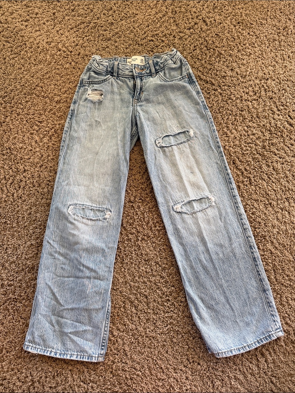 abercrombie kids light blue ripped straight-leg jeans